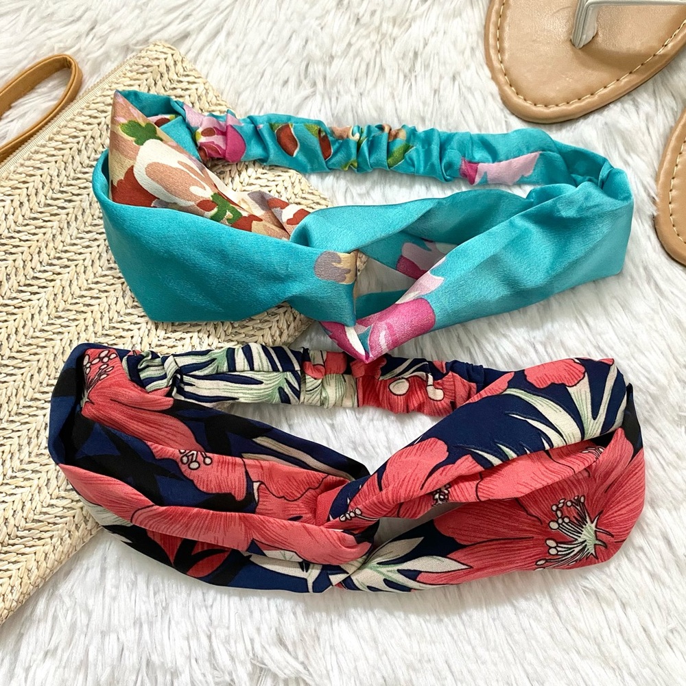 Set of 2 Tropical Twist Headbands Floral Hair Bands